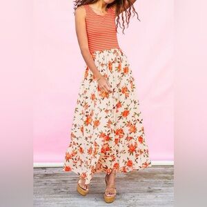 Matilda Jane Orange and Cream Floral Maxi Dress